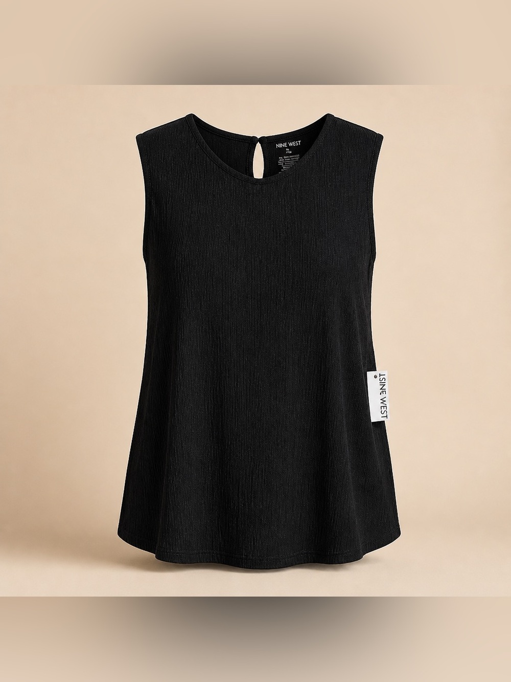 NWT Nine West 3x Sleeveless Black Polyester Keyhole Back Blouse